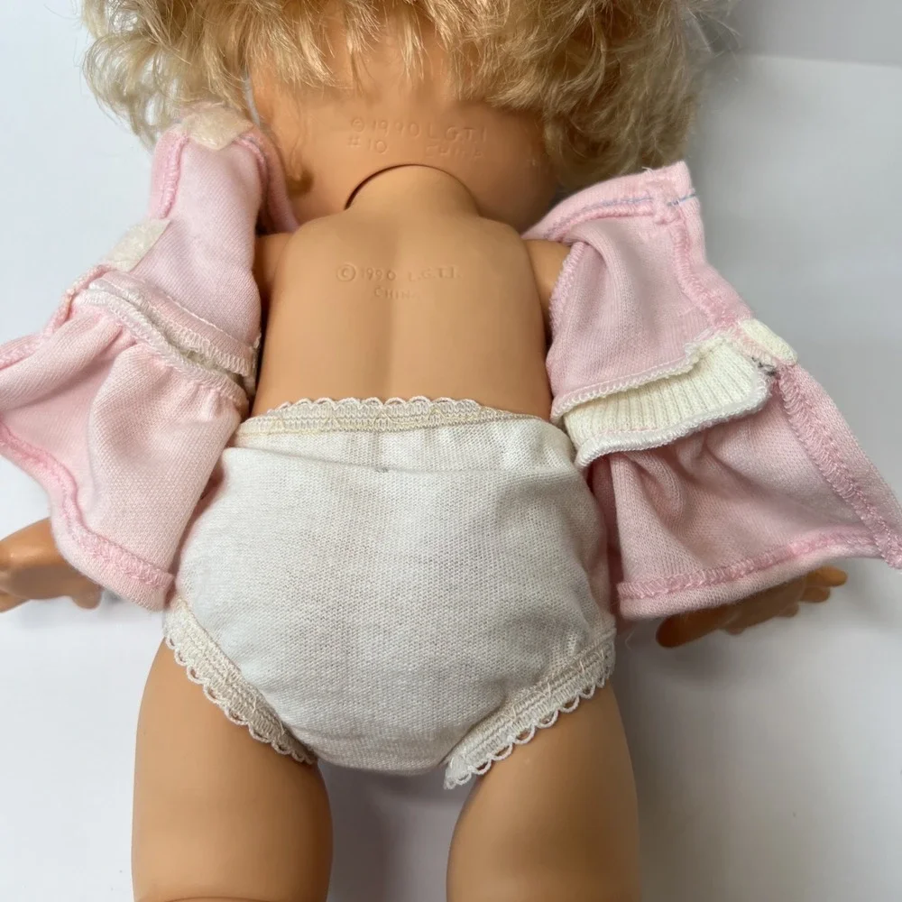 Vintage 1990 Galoob Baby Face So Playful Penny #10 Blue Eyes Pink Outfit